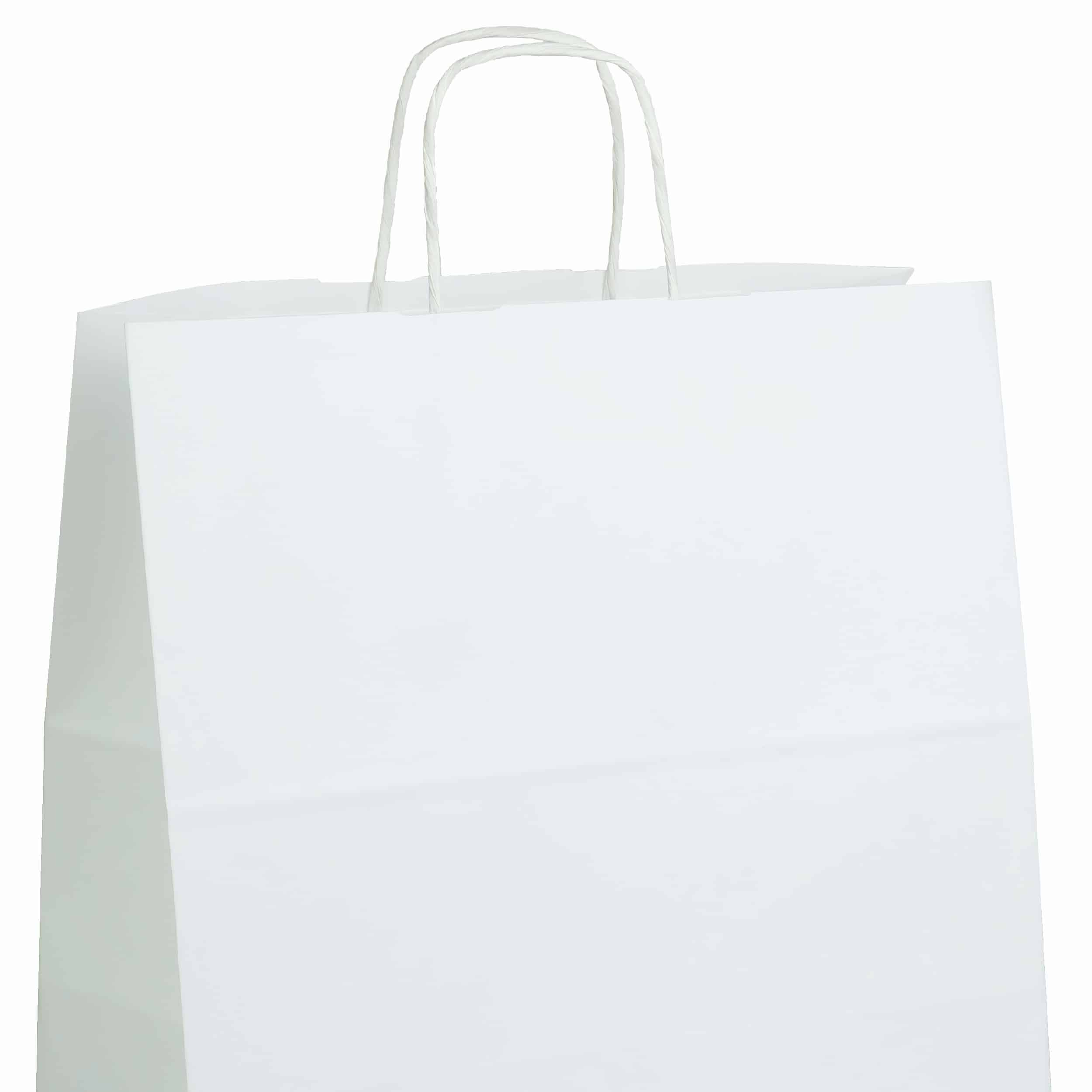 torba papierowa biala z nadrukiem 54cm x 15cm x 46cm