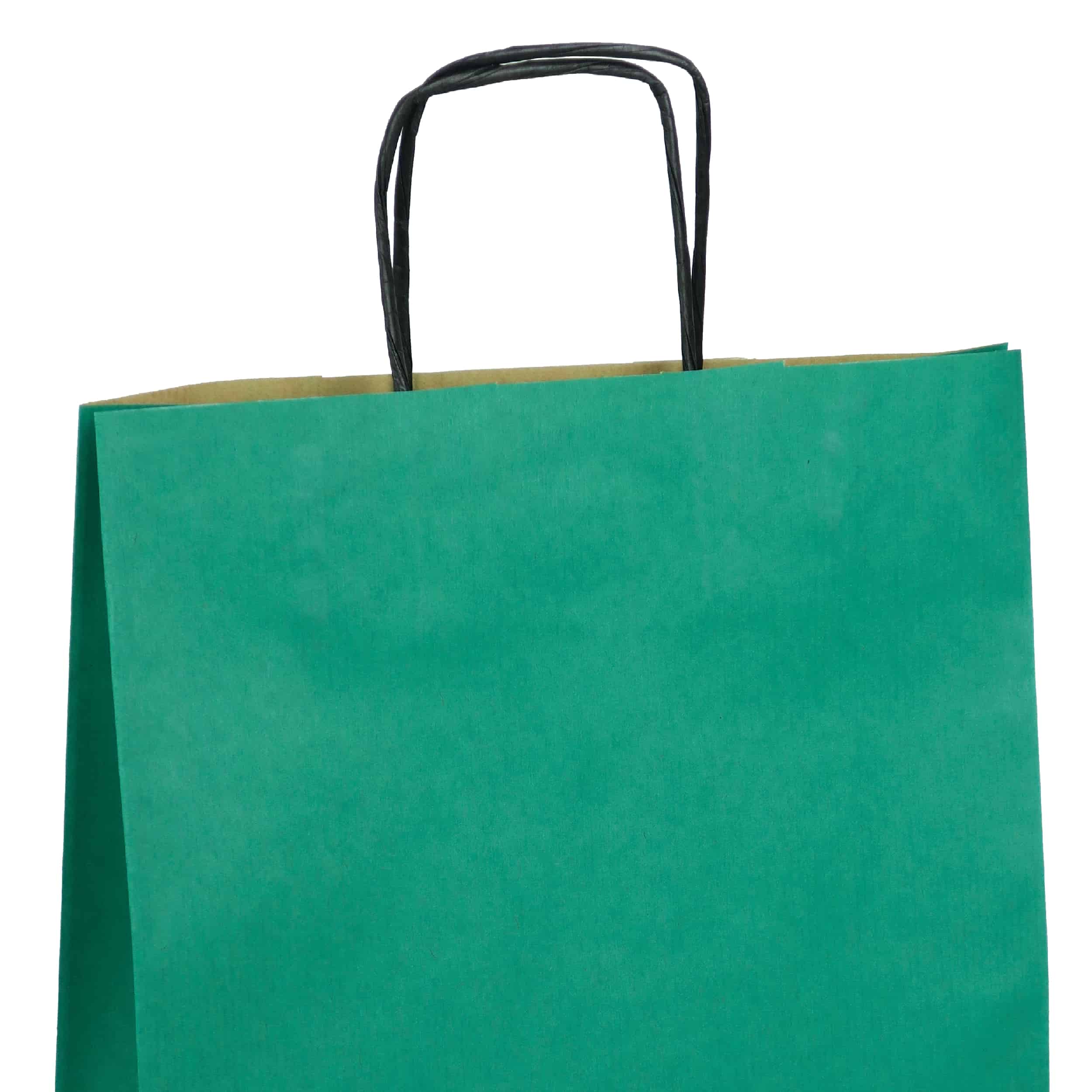 torba papierowa zielona z nadrukiem 18cm x 8cm x 22cm